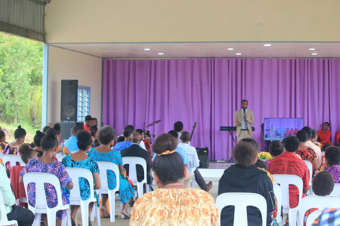 A speaker teaching the congregation during a church service